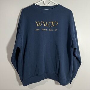Vintage Tultex What Would Jesus Do Blue Long Sleeve Pullover Sweatshirt Adult XL